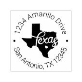 Tampon Auto-encreur Texas Heart Cutout Adresse (Design)