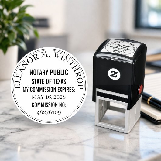 Tampon Auto-encreur Texas Notary Public Round 