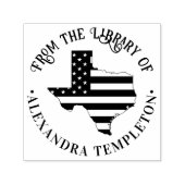 Tampon Auto-encreur Texas Stars Stripes State Map Library Nom du livre (Design)