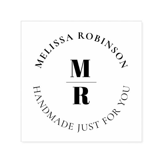 Tampon Auto-encreur Texte en cercle monographique chic fait main (Design)