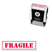 Tampon Auto-encreur Texte encadré sur mesure fragile de bureau (En situation)