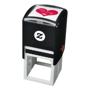 Tampon Auto-encreur Texte Heureuse Sainte-Valentin dans le coeur rouge
