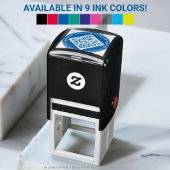 Tampon Auto-encreur Texte personnalisé, code QR et rond d'URL