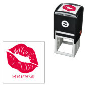 Tampon Auto-encreur Texte personnalisé des lèvres rouges (En situation)