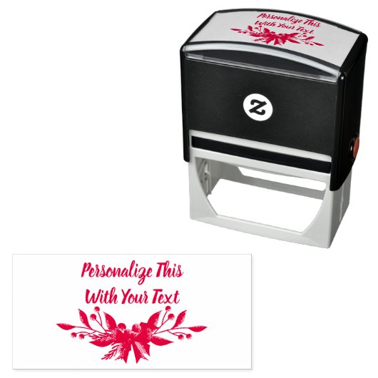 Tampon Auto-encreur Texte personnalisé Holly et Berry Noël (En situation)