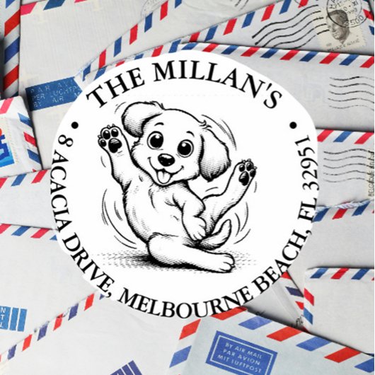 Tampon Auto-encreur thème amoureux du chiot souriant