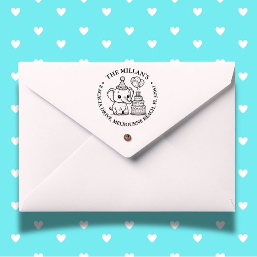 Tampon Auto-encreur Thème anniversaire de l'éléphant