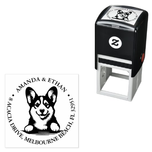 Tampon Auto-encreur Thème Corgi (En situation)