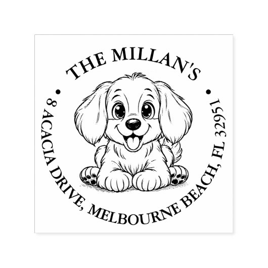 Tampon Auto-encreur Thème d'amoureux du chiot mignon (Design)