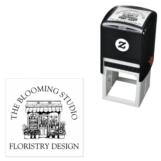 Tampon Auto-encreur Thème de la vitrine fleuriste (En situation)