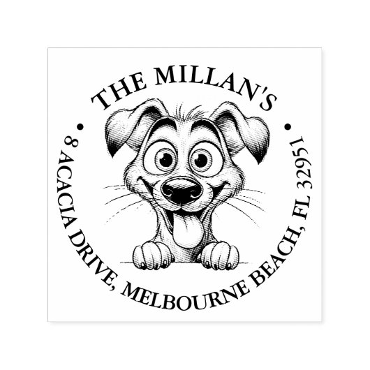 Tampon Auto-encreur thème de l'amant souriant chien (Design)