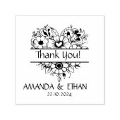 Tampon Auto-encreur Thème Foral Merci mariage (Design)