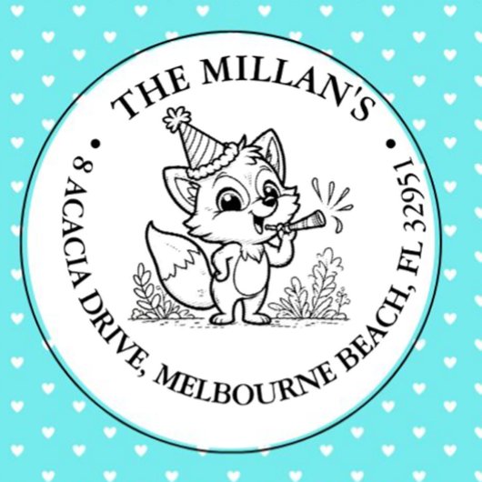 Tampon Auto-encreur thème fox fête anniversaire