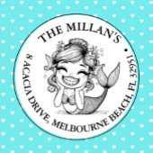 Tampon Auto-encreur Thème Funny Mermaid Party