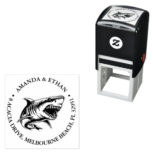 Tampon Auto-encreur Thème requin blanc (En situation)