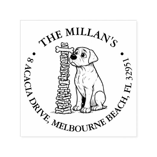 Tampon Auto-encreur thème souriant de chien affamé (Design)