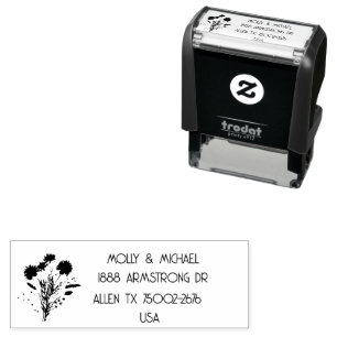 Tampon Auto-encreur Thistle Scottish Floral Wedding Adresse de retour