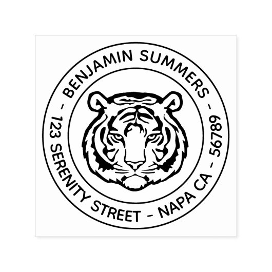 Tampon Auto-encreur Tiger, Wild Cat Round Address (Design)