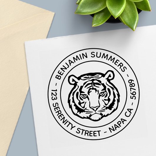 Tampon Auto-encreur Tiger, Wild Cat Round Address