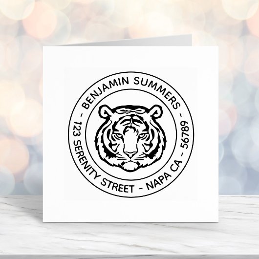 Tampon Auto-encreur Tiger, Wild Cat Round Address