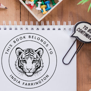Tampon Auto-encreur Tigre Bébé Personnalisé Ce livre appartient au nom