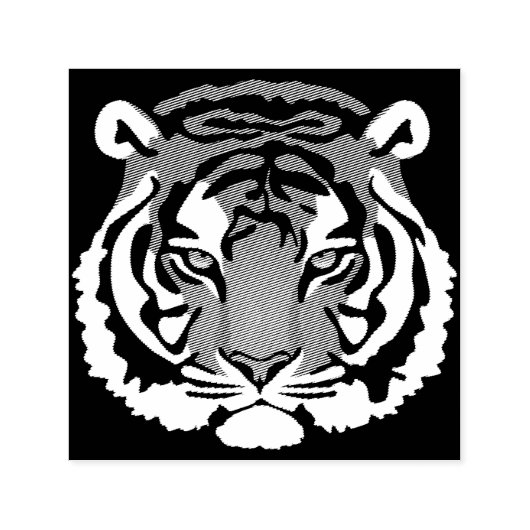 Tampon Auto-encreur Tigre, chat sauvage sur noir (Design)