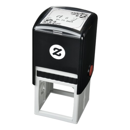 Tampon Auto-encreur Timbre auto-encastrable Mariage Monogramme Floral (Produit)