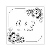 Tampon Auto-encreur Timbre auto-encastrable Mariage Monogramme Floral (Design)