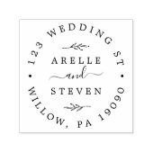 Tampon Auto-encreur Timbre auto-encastré d'adresse circulaire feuille  (Design)