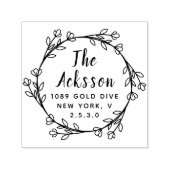 Tampon Auto-encreur Timbre auto-encastré d'adresse circulaire feuille (Design)