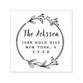 Tampon Auto-encreur Timbre auto-encastré d'adresse circulaire feuille (Design)