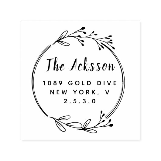 Tampon Auto-encreur Timbre auto-encastré d'adresse circulaire feuille (Design)