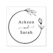 Tampon Auto-encreur Timbre auto-encastré d'adresse circulaire feuille (Design)