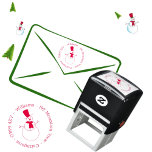 Tampon Auto-encreur Timbre auto-encastré de l'adresse de Noël de Snowm<br><div class="desc">Prenez le stress de votre liste de diffusion de Noël avec un timbre de Noël personnalisé amusant. Ce bonhomme de neige heureux va certainement envoyer des encouragements festifs partout où il va.</div>