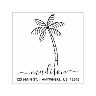 Tampon Auto-encreur Timbre auto-encastré de l'adresse Palm Tree