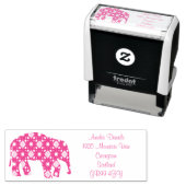 Tampon Auto-encreur Timbre auto-encastré de l'éléphant de fleurs (En situation)