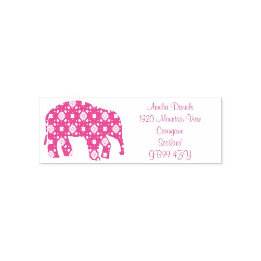 Tampon Auto-encreur Timbre auto-encastré de l'éléphant de fleurs (Design)