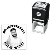 Tampon Auto-encreur Timbre auto-encastré de l'enseignant photo face te (En situation)