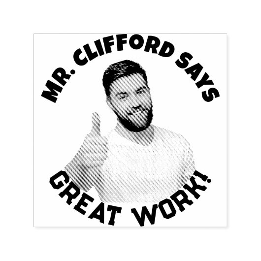 Tampon Auto-encreur Timbre auto-encastré de l'enseignant photo face te (Design)