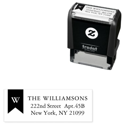 Tampon Auto-encreur Timbre auto-encastré des bannières Monogrammes (En situation)