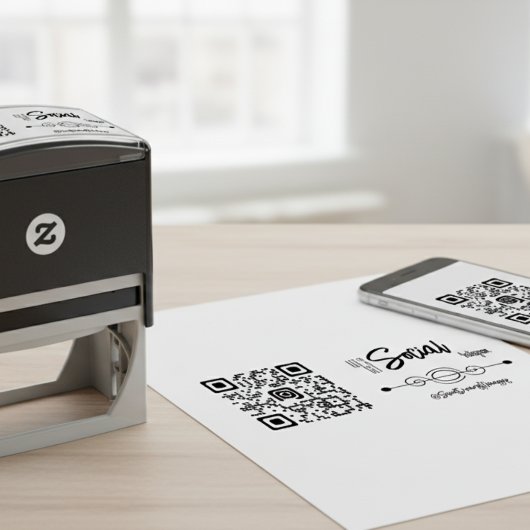 Tampon Auto-encreur Timbre auto-encastré du code QR des médias sociaux