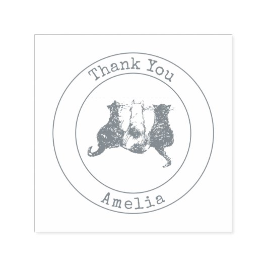 Tampon Auto-encreur Timbre auto-encastré en Merci de chats mignons (Design)