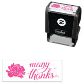 Tampon Auto-encreur Timbre auto-encastré Merci de pivoine rose (En situation)