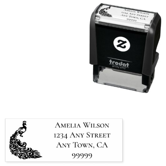 Tampon Auto-encreur Timbre auto-encastré Peacock (En situation)