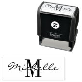 Tampon Auto-encreur Timbre caoutchouc auto-encastré monogramme de nom  (En situation)