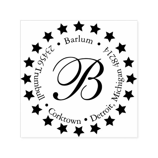 Tampon Auto-encreur Timbre d'adresse auto-encastrée Star Monogram élég (Design)