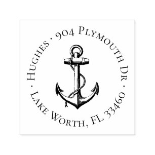 Tampon Auto-encreur Timbre d'adresse circulaire d'Ancre vintage