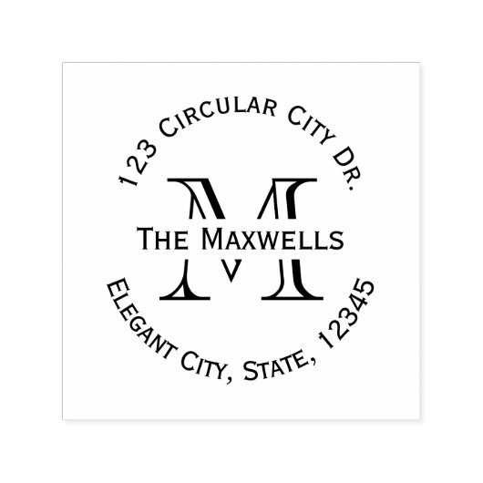 Tampon Auto-encreur Timbre d'adresse circulaire de la lettre monograph (Design)