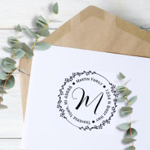 Timbre d'adresse de cadre Feuille ronde personnali