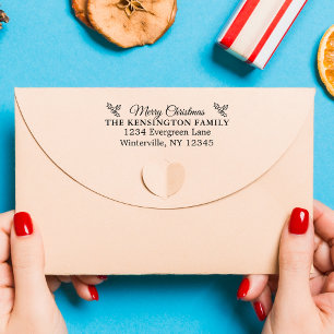 Tampon Auto-encreur Timbre d'adresse de famille de Noël Joyeux Personn